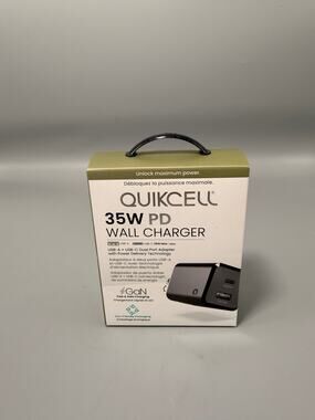 Quikcell 35W PD Wall Charger USB-C USB-A Dual Port GaN Fast Charging Adapter